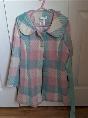 Joe-Ella Pastel Plaid Coat in Pink, Aqua & Cream